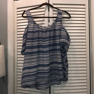 Sky Blue and White Striped Blouse
